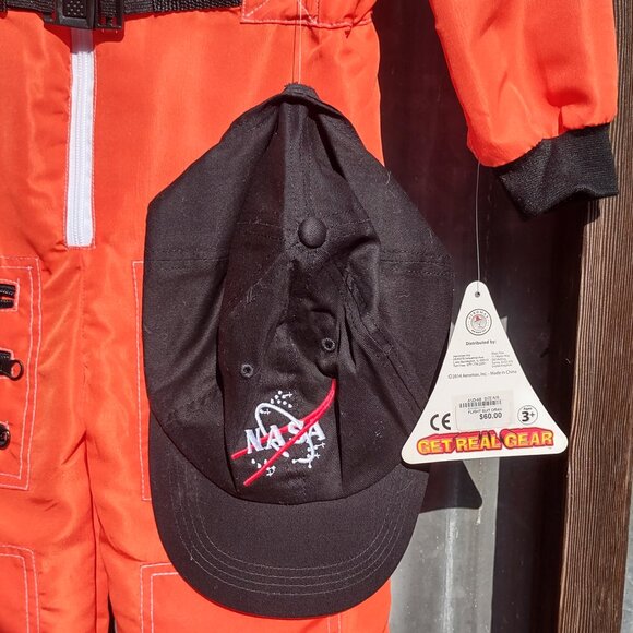 NWT Kid Astronaut Jumpsuit w/ Embroidered Cap Official Patches Orange Size 6-8 - Picture 10 of 14